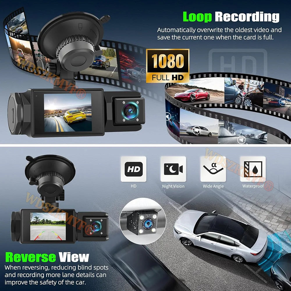 WIFI Dash Cam for Car | 2/3 Channel 1080P Front Rear Video Recorder additional angle