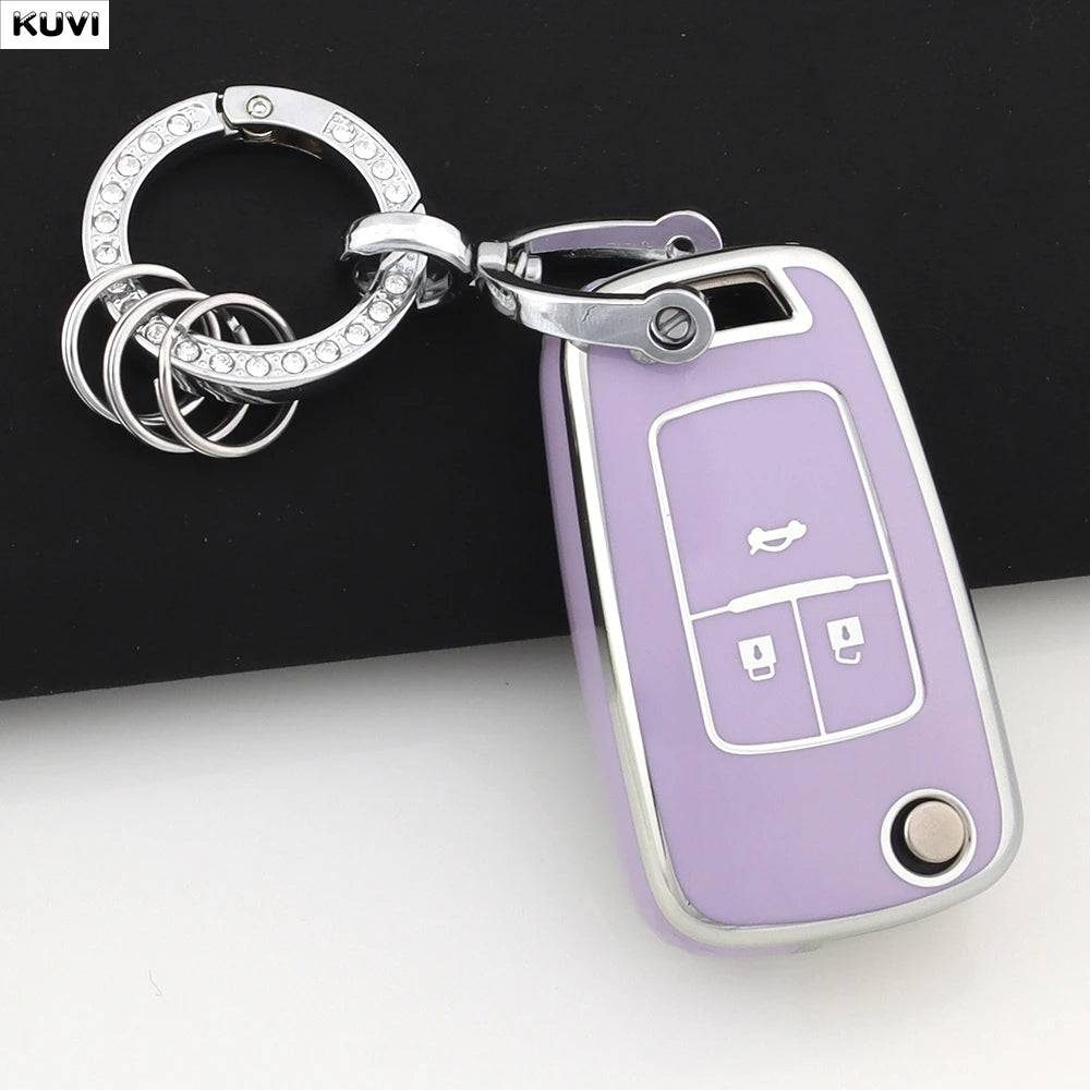 TPU Car Flip Key Case Cover Shell For Chevrolet Cruze Aveo Trax Sail Malibu Captiva additional angle