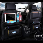 Car Seat Back Organizer PU Leather Foldable Table Tray with Storage Pockets And Kick alternate view