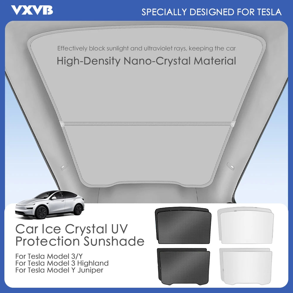 Tesla Model 3/Y Ice Cloth Buckle Glass Roof Sunshade | Sunroof Skylight Shade