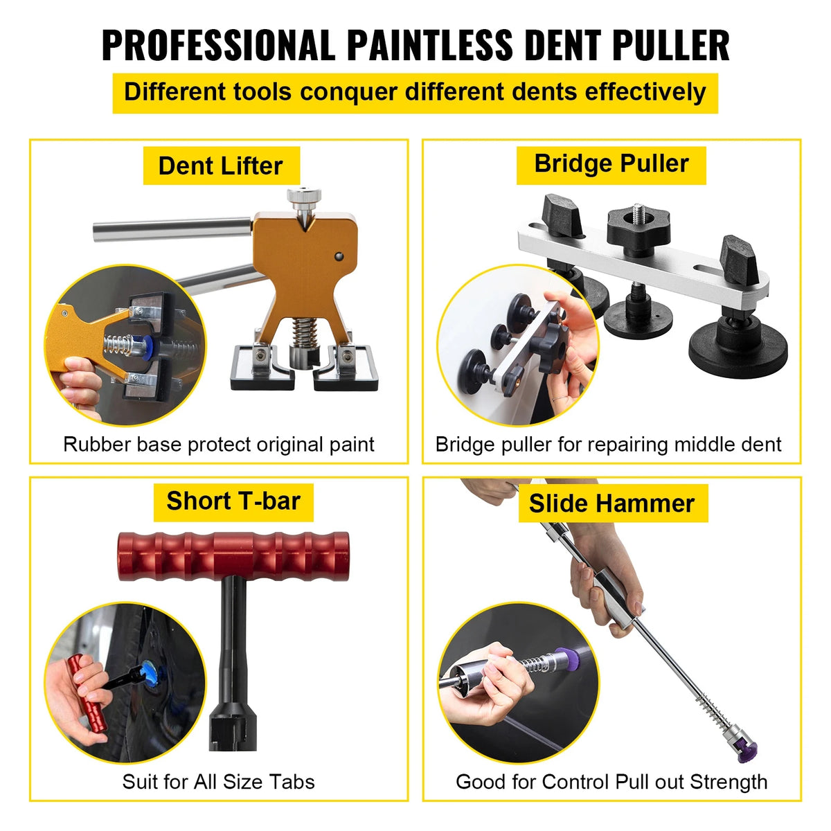 SucceBuy Paintless Dent Removal Rods Stainless Steel Rods Car Dent Repair Kit Glue Puller Kit for Auto Dent Removal Door Dings