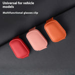 Leather Sunglasses Holder Car Sun Shade Clip close-up view
