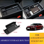 Car Armrest Storage Box Tray for Audi A4 B9 A5 F5 S5 S4 2017-2023 Center Console Organizer Accessories