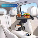 Car Dining Table with Dual Cup Holders | Portable Car Tray for Drinks and Snacks close-up view