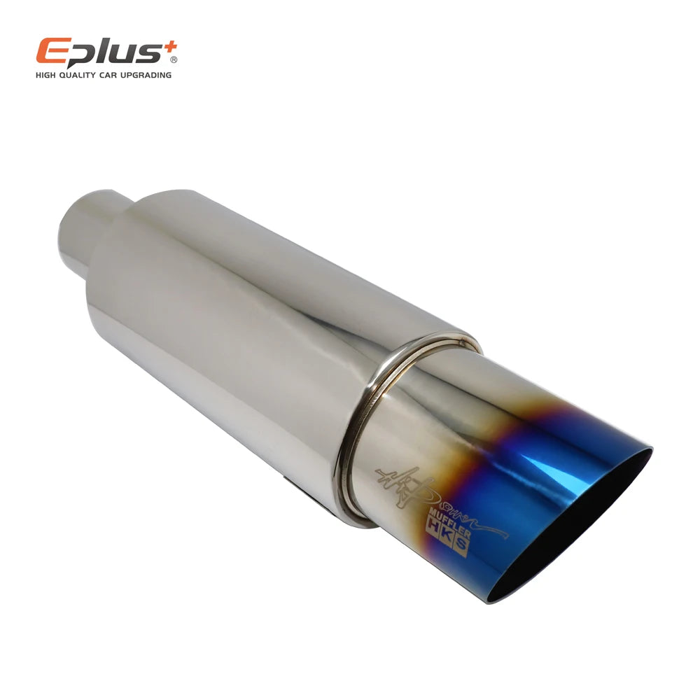 Stainless Steel Car Exhaust Pipe Straight Drum Muffler | Universal 51-63mm Inlet 89 additional angle