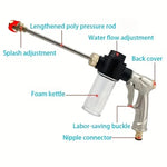 High-Pressure Car Cleaning Water Gun | 3/4 Inch Garden Hose Nozzle with Long Handle close-up view