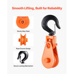 SucceBuy Snatch Block Pulley 2T with Swivel Hook Lifting Offroad Recovery for Towing Operation on Truck Rollback Wrecker Car