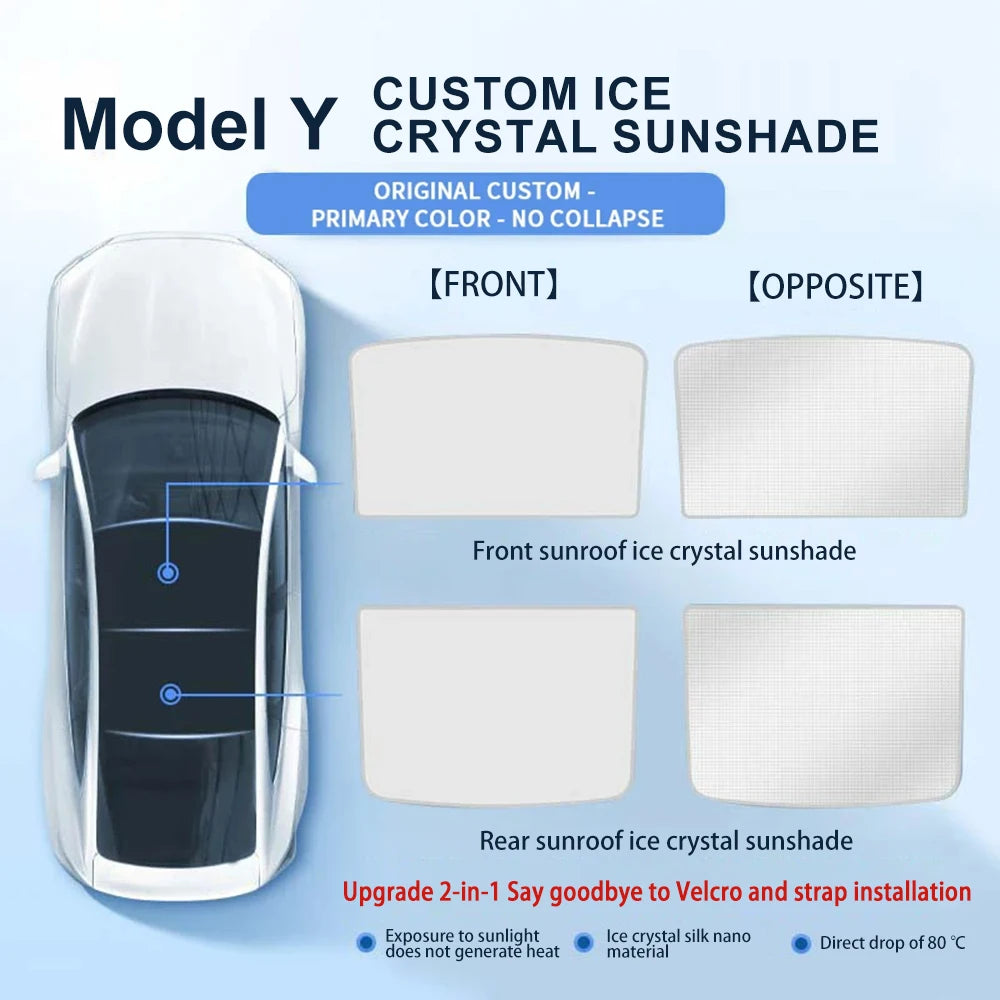 For Tesla Model 3 Highland 2024 Sunshade | Ice Cloth Buckle Sun Pare Front Rear Sky additional angle