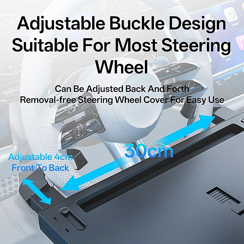 Folding Car Tray Table | Steering Wheel Desk Mount for Laptop and Food lifestyle view