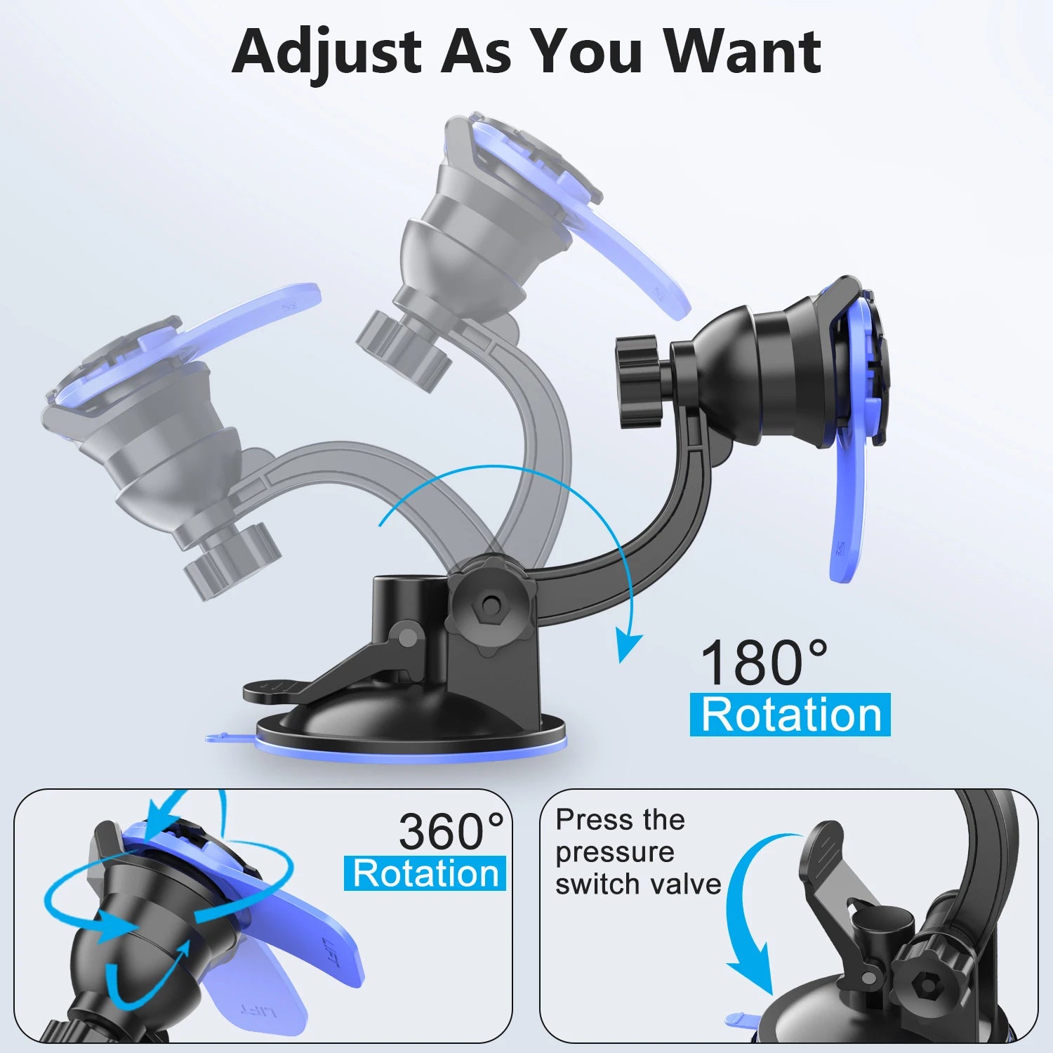 Car Phone Mount for Dashboard and Windshield | Universal 360° Rotatable Holder detail view