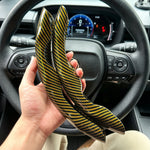 Universal Car Steering Wheel Cover Anti-slip Bright Gloss Carbon Fiber Texture Steerin close-up view