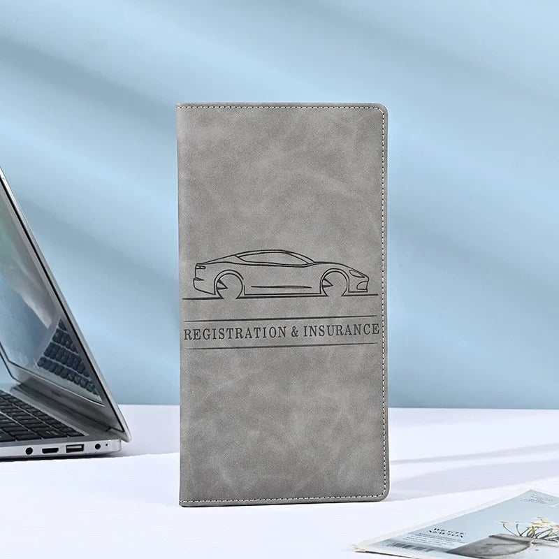 PU Car Registration & Insurance Card Holder with Magnetic Shut detail view