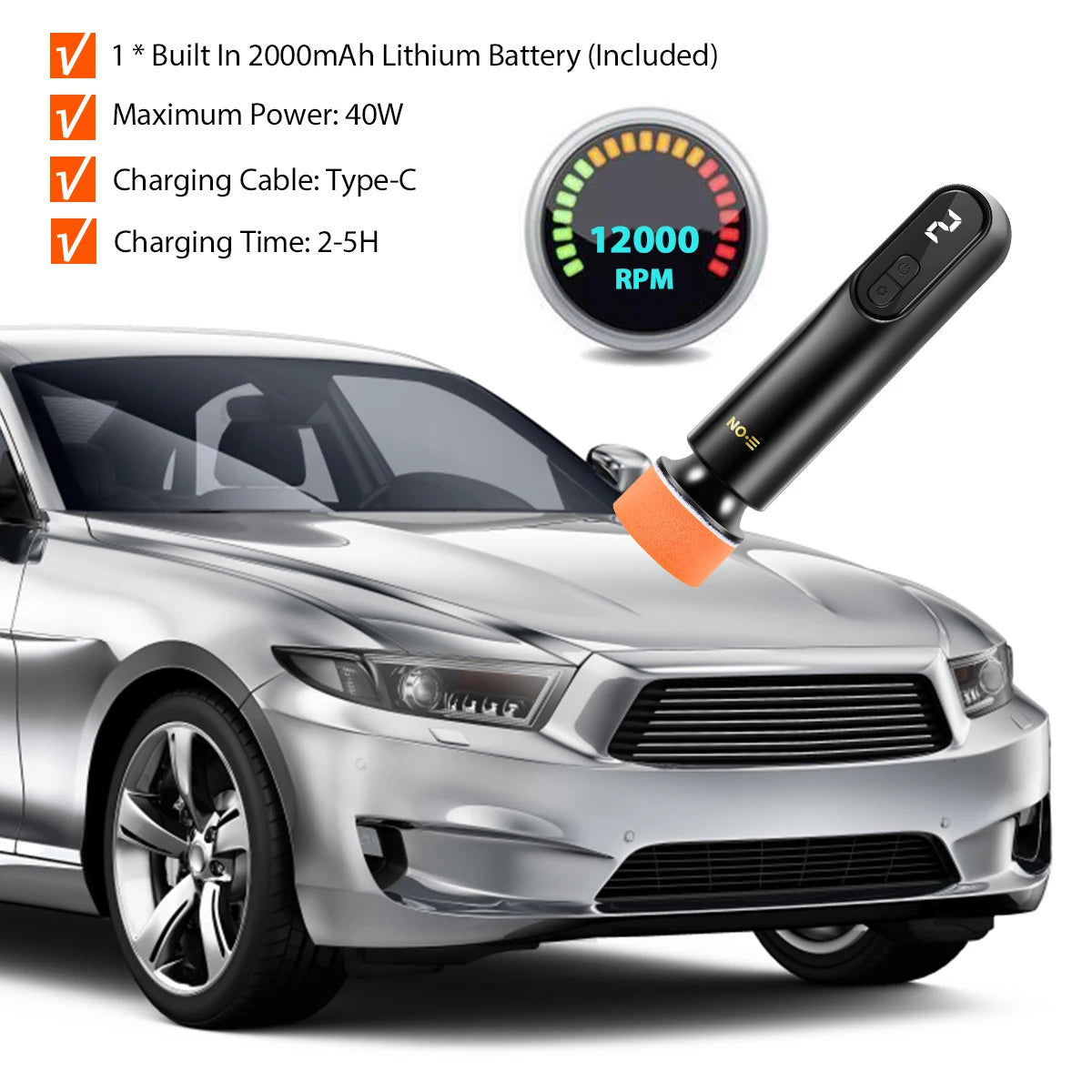 Car Polishing Machine Wireless Electric Polishing Sanding Wax Tool for vehicle Paint Scr detail view