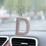Letter Butterfly Knot Clay Car Interior Accessories Hanging Ornament Women's Rhinestone Car Rearview Mirror Pendant Drop