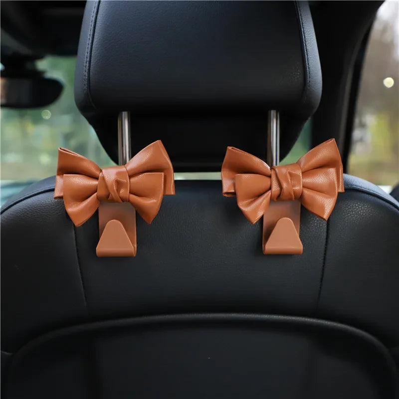 Car Seat Back Bowknot Purse Hook Leather Holder detail view