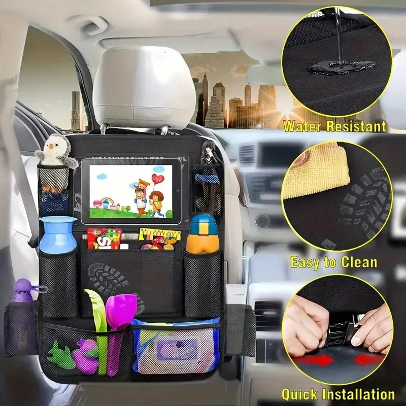 1pc Multifunctional Oxford Cloth Car Seat Storage Bag with Backrest Hanging Storage Bag, Universal f
