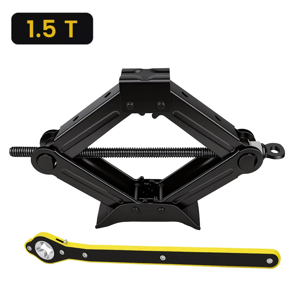 1.5T/2T Car Scissor Jack Auto Emergency Crank Lift Stand Labor-Saving Repair & Tire Re close-up view
