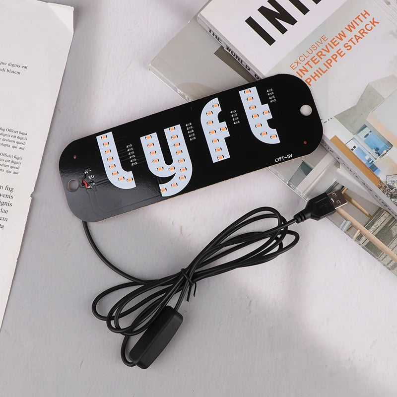 1Set LED Signal Light Taxi Signal Lamp For Lyft Logo Light USB LED Cab Panel Indicator Lights Signal Lamp Auto Decoration Lamp