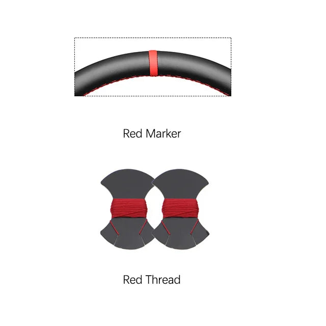Black Faux Leather Car Steering Wheel Cover for Alfa Romeo 159 2005-2012 Brera Spid additional angle