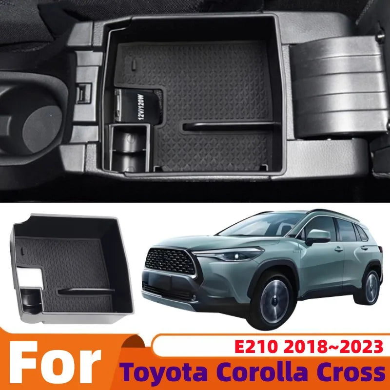 For Toyota Corolla Cross E210 2018~2023 Car Center Console ABS Tray Armrest Wallet Glasses Card Sundries Storage Box Accessories