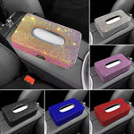 Rhinestone Genuine Leather Car Tissue Box Holder