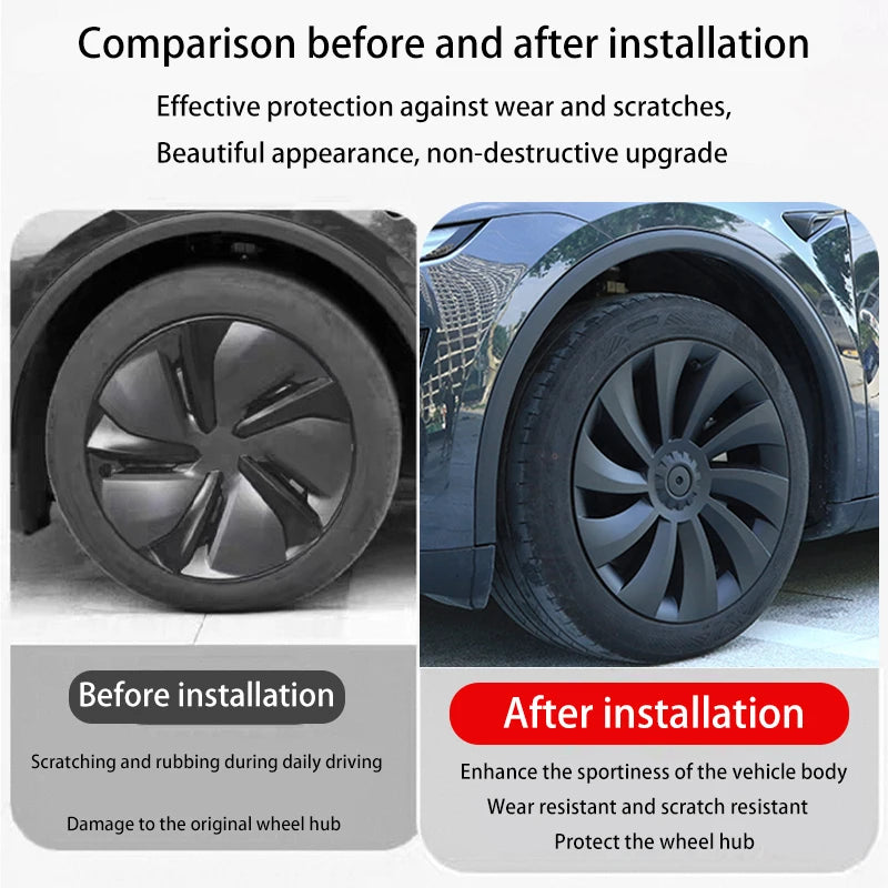 19 Inch Hub Cap Set for Tesla Model Y Juniper 2025+ | 4PCS Wheel Cover lifestyle view