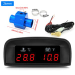 2 In 1 Car Water Temperature and Voltage Gauge | Digital LCD Display with 1/8 NPT S additional angle