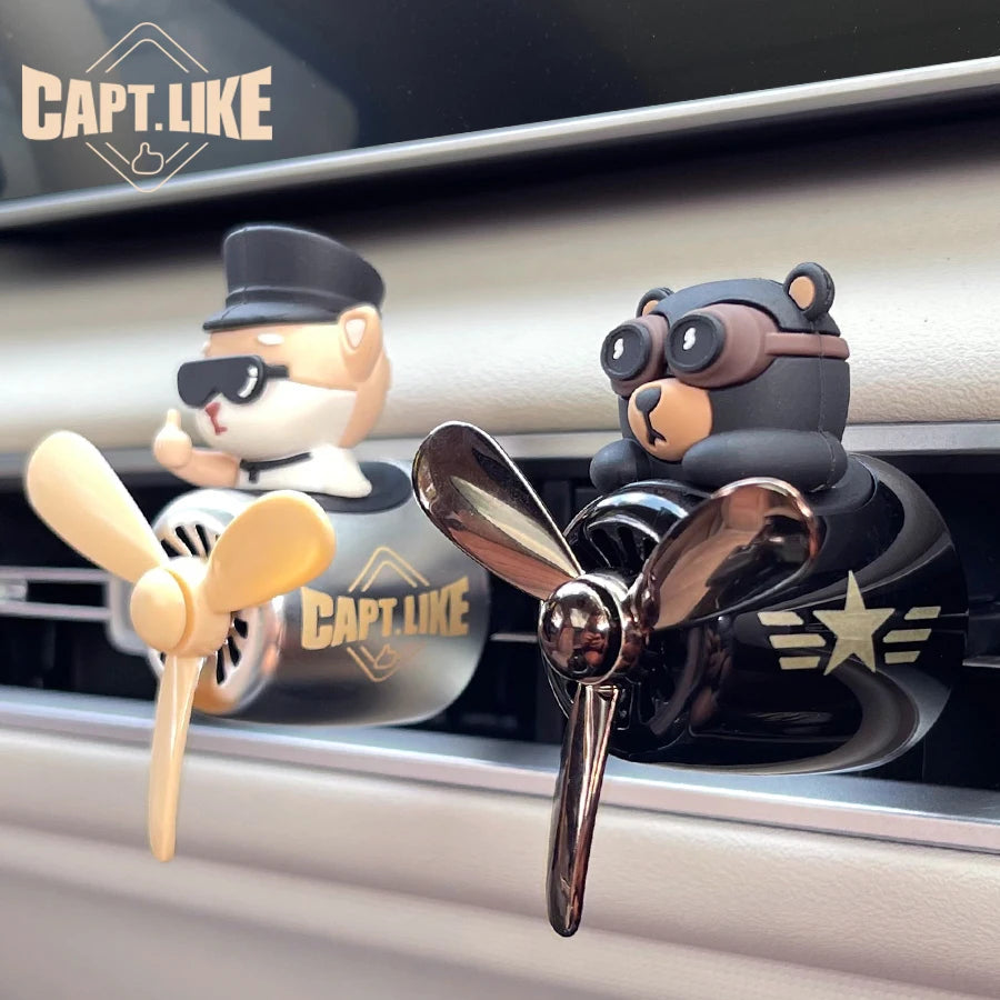 Cool Fun Rotate Plane Captain Shiba Inu Pilot Dog Car Air Freshener | Vent Clip Decor lifestyle view