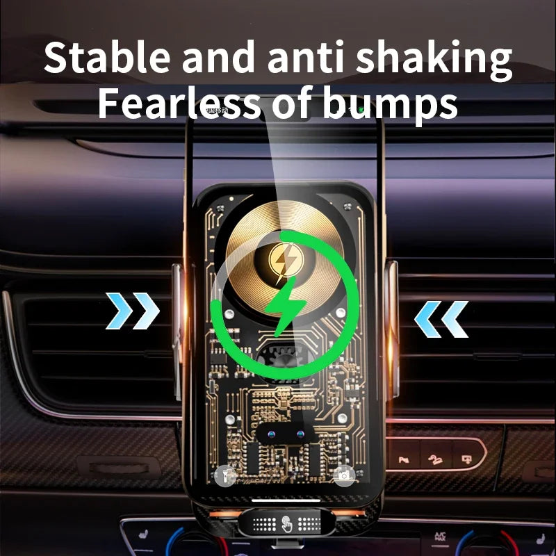 Smart Infrared Car Phone Holder with 66W Wireless Charger | Auto-Clamp Air Vent Mount lifestyle view