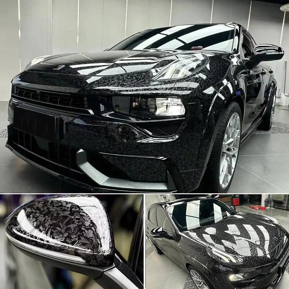 Forged Carbon Fiber Vinyl Wrap Black Cosmic Hex Glossy Ghost Car Vinyl Film For Auto alternate view