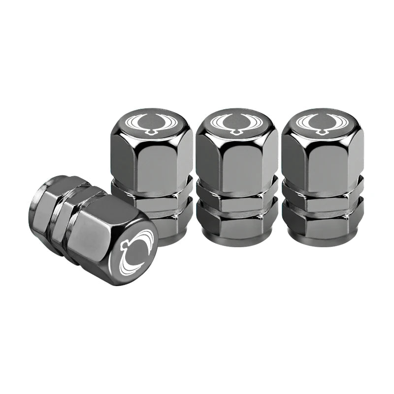 4Pcs Aluminum Alloy Car Tire Valve Caps for SsangYong Musso Korando Rexton Torres Kyro close-up view