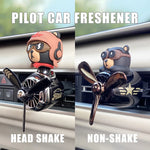 Rotating Propeller Plane Pilot Bear Car Air Freshener | Ocean Scent Vent Clip Decorati close-up view