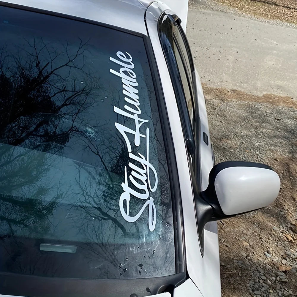 Stay Humble Windshield Decal - Large Funny Vinyl Sticker for Drift Cars & Trucks, Bum alternate view