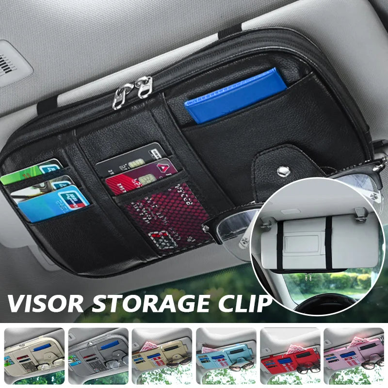 Car Sun Visor Organizer Multi-Pocket Zipper Storage Pouch