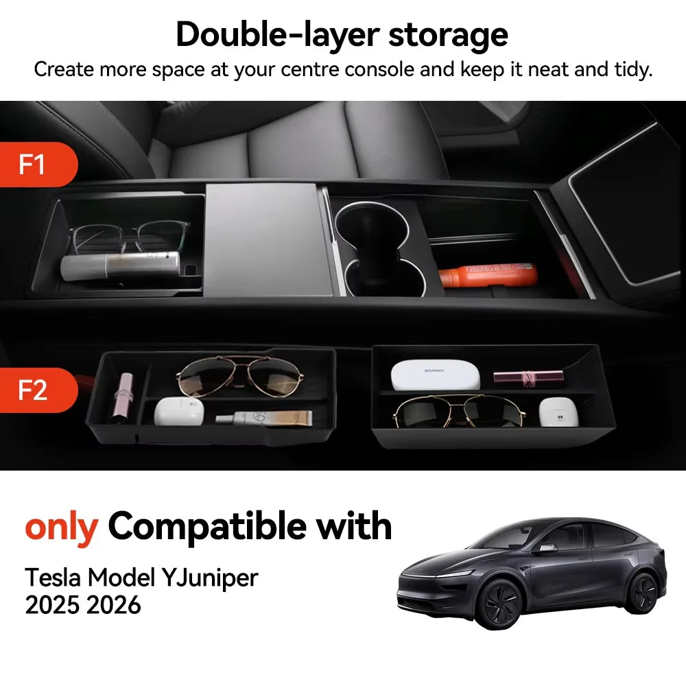 For Tesla Model 3/Y/Highland/Juniper 2026 Center Armrest Hidden Storage Box | Cup H additional angle