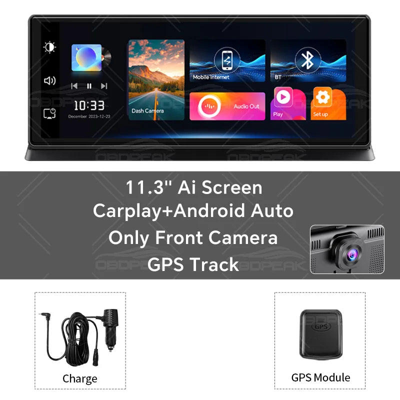 K2 Pro 11.3" Dash Cam 4K 2160P Car DVR Recording Carplay & Android Auto Wireless Connect detail view
