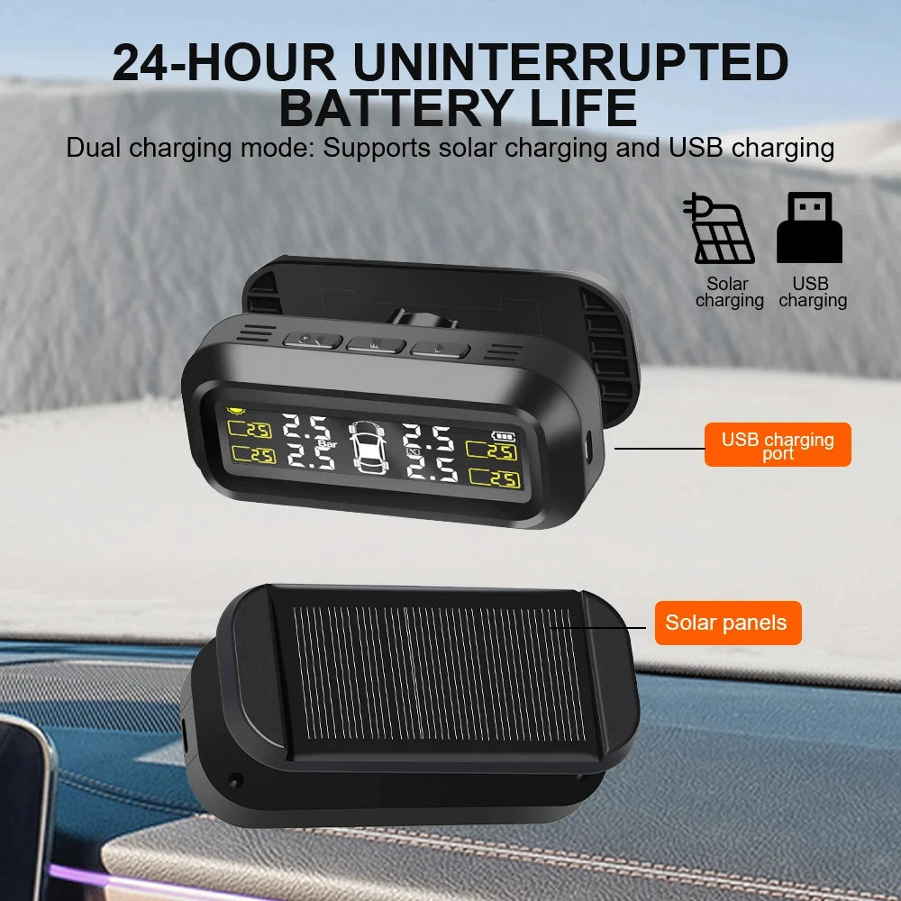 Solar Power External Sensor TPMS Tyre Pressure Monitoring System | 2025 Auto Security alternate view