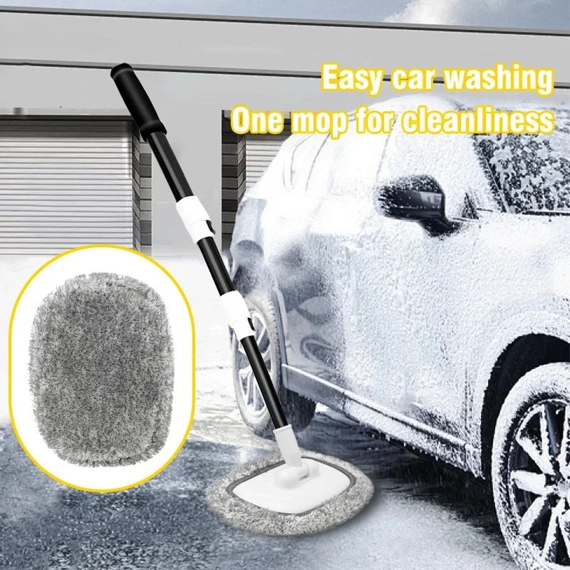 Car Wash Brush Mop Kit Cleaning Brush Chenille Microfiber Car Wash Brush Telescopic Long Handle Cleaning Mop Car Cleaning Tool