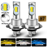 2Pcs H7 H1 H8 H9 H11 9005 9006 LED Bulbs HB3 HB4 CSP LED Super Bright Headlight DRL Lamp 6000K White