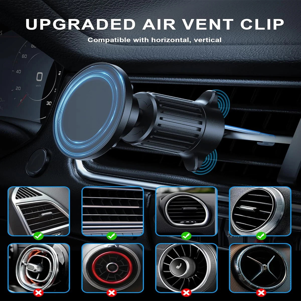 Upgraded 360° Magnetic Phone Holder for Car | MagSafe Compatible Air Vent Mount additional angle
