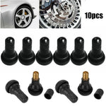 10Pcs Tire Valves TR412 Tubeless Rubber Tyre Valve Stems with Plastic Valve Cap Brass close-up view