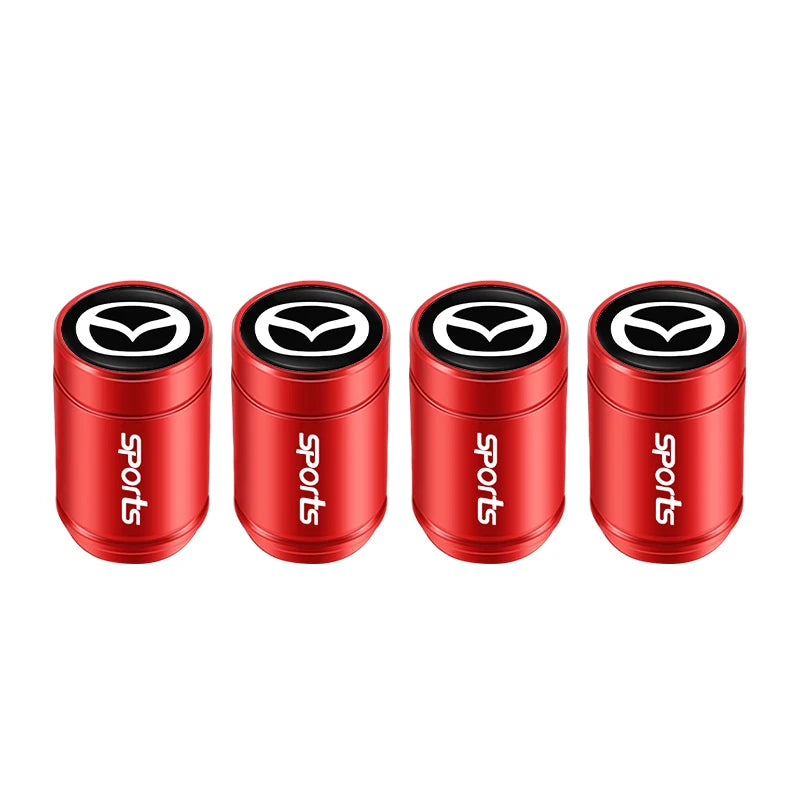 Aluminum Tire Valve Stem Caps for Mazda Models | Metal Air Valve Covers close-up view
