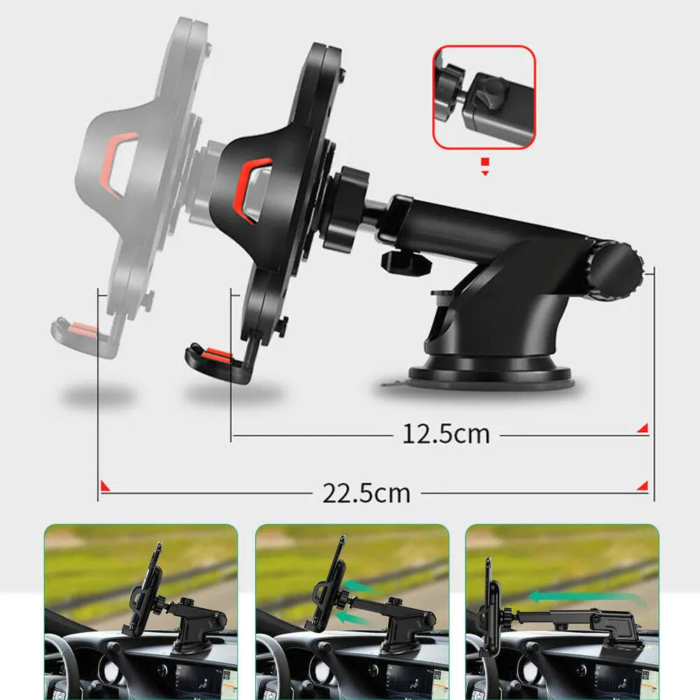 Universal Car Phone Holder Mount | 360 Degree Rotating Retractable Arm Stand close-up view