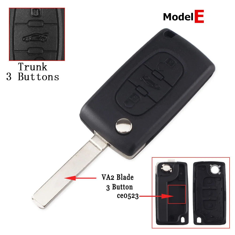 2 / 3 / 4 Buttons Remote Key Case Fit for Peugeot 207 307 308 407 607 807 Citroen C additional angle
