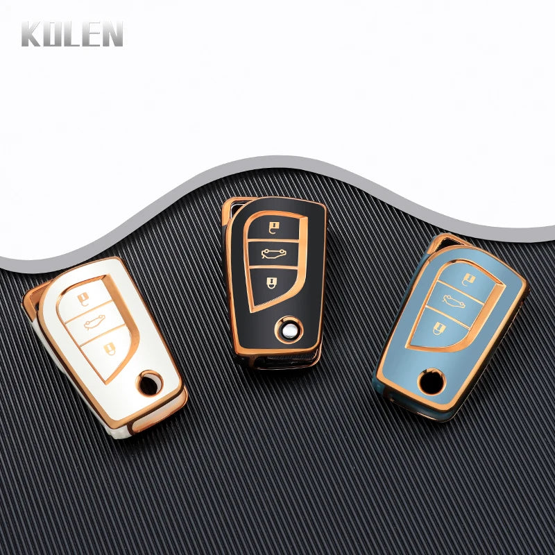 TPU Car Flip Key Case Cover Shell Fob For Toyota Camry Rav4 Auris Corolla Verso Yaris C- detail view