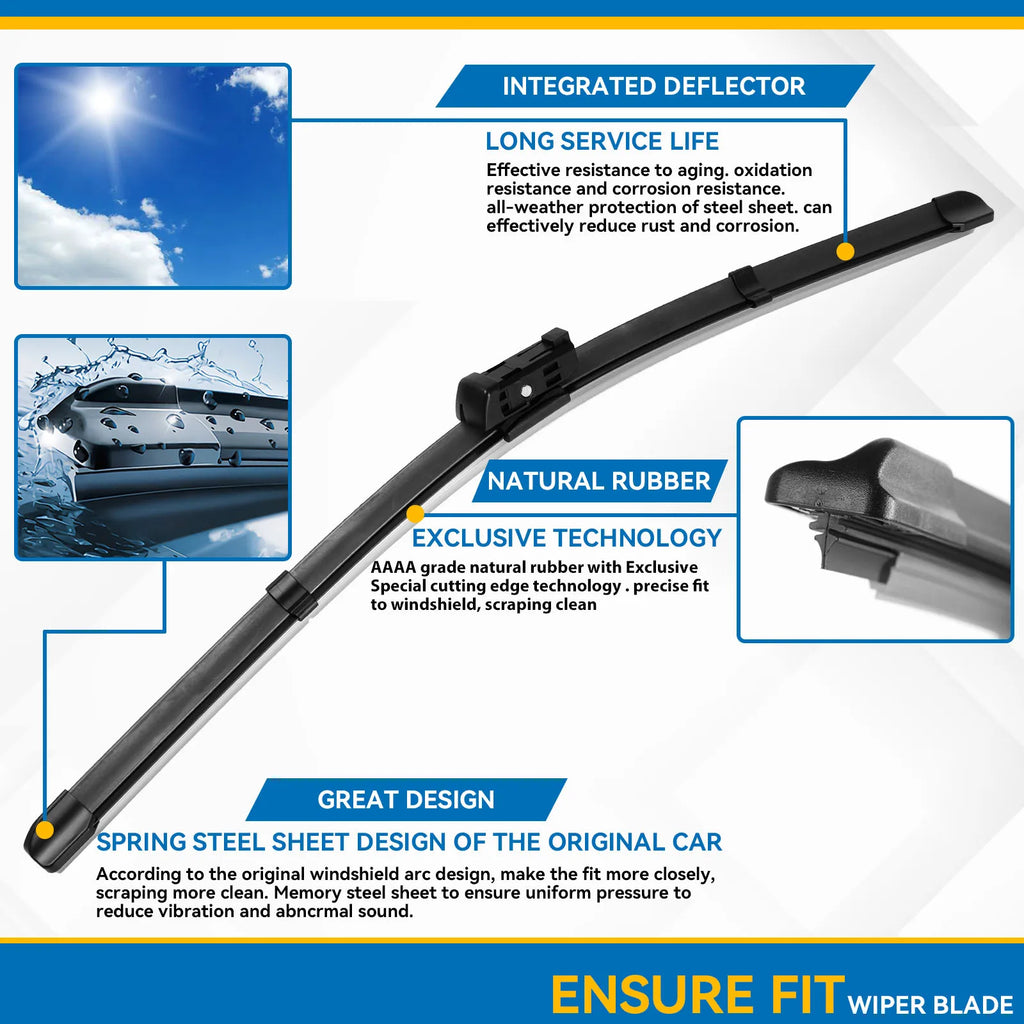 Erick's Wiper Front & Rear Wiper Blades Set For Skoda Octavia 5E A7 Estate 2013 - 2018 Windscreen Windshield Window 24"19"14"