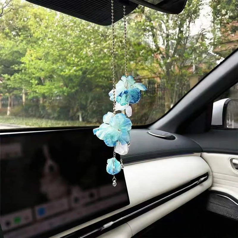 Flower Tassel Pendant Car Hanging Ornament Creative Car Rearview Mirror Pendant Decor Accessory Car Decoration Accessories