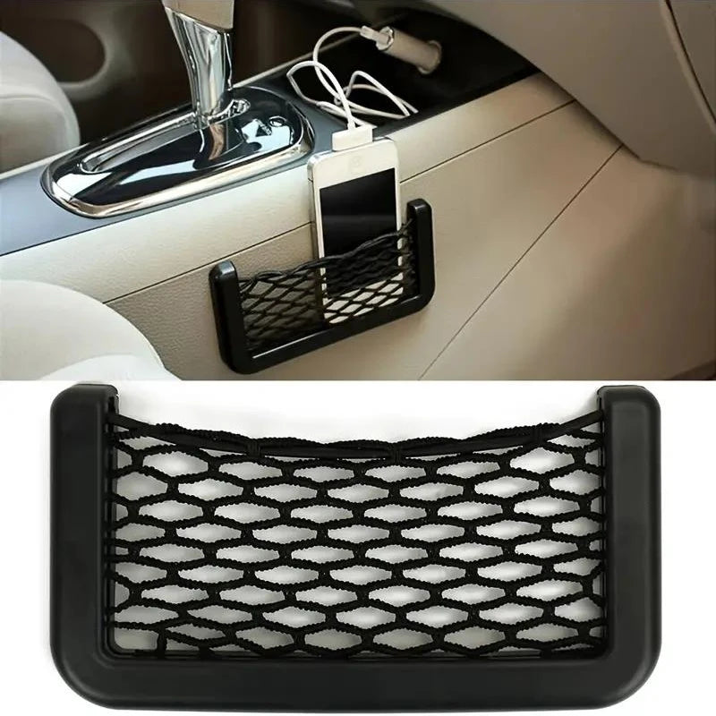 Car Storage Bag Nets Adhesive Auto Seat Organizer Door Side Net Pocket Multifunction 15-20cm Resilie