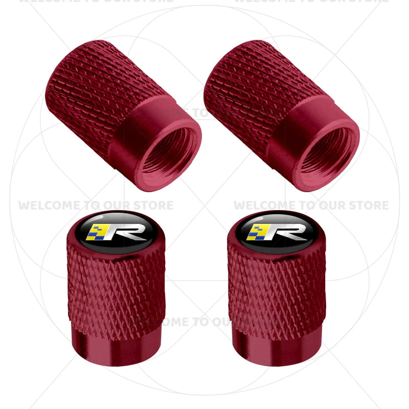 For Volvo R Design Emblem Aluminum Tire Valve Caps | 4-Pack Dust Covers lifestyle view