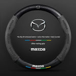 Carbon Fiber Suede Car Steering Wheel Cover | Compatible with Mazda 3 5 6 CX5 CX8 MX5 RX8 BT50